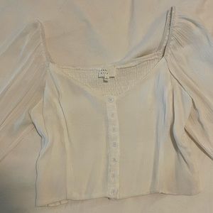 American Eagle Puff 3/4 Sleeve Cropped Top
